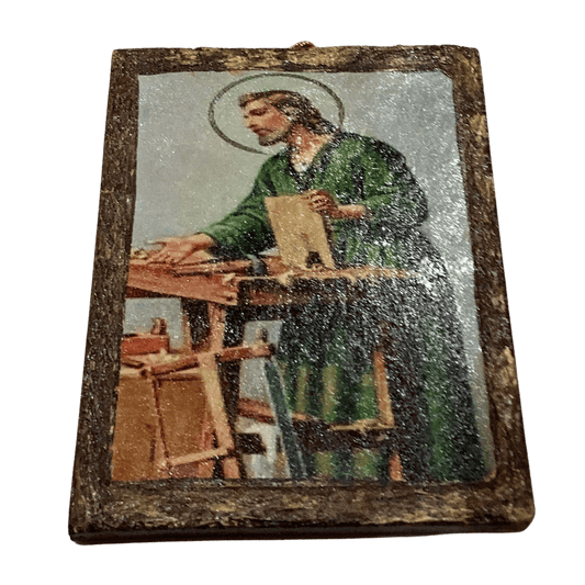 Saint Joseph the Carpenter Retablo Wood Tablet – 6x8 inches