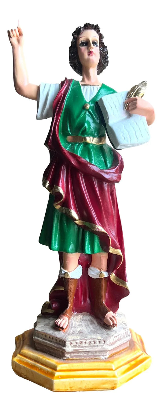11-inch resin Saint Pancracio statue with glass eyes, Catholic Christian gift representing the Patron Saint of Employment.