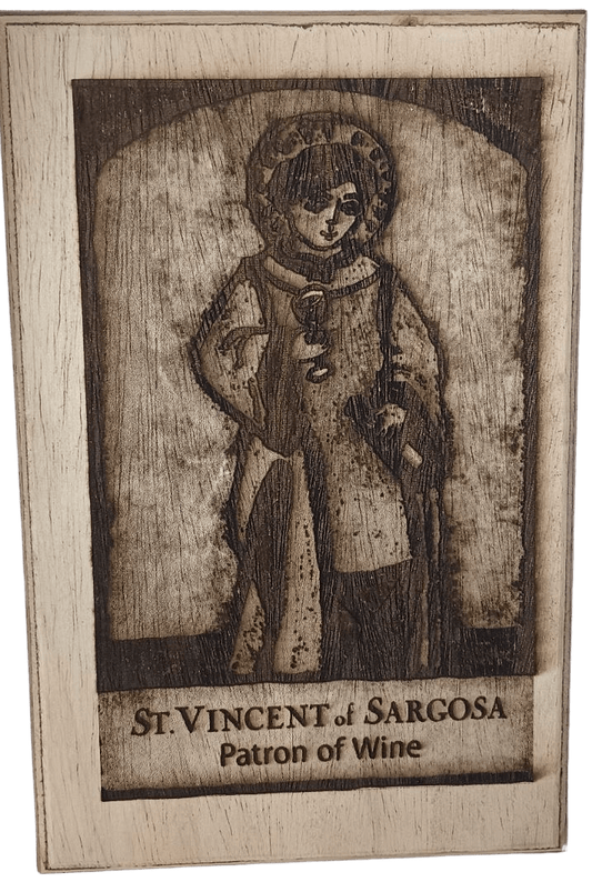 Saint Vincent of Saragossa Plaque - Religious Maple Wood Laser Engraved 7.5x11.5