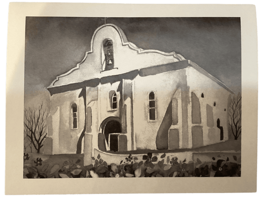 "San Elizario Presidio Chapel" 4x6 Note Cards on Linen Paper - Frameable Historical Artwork