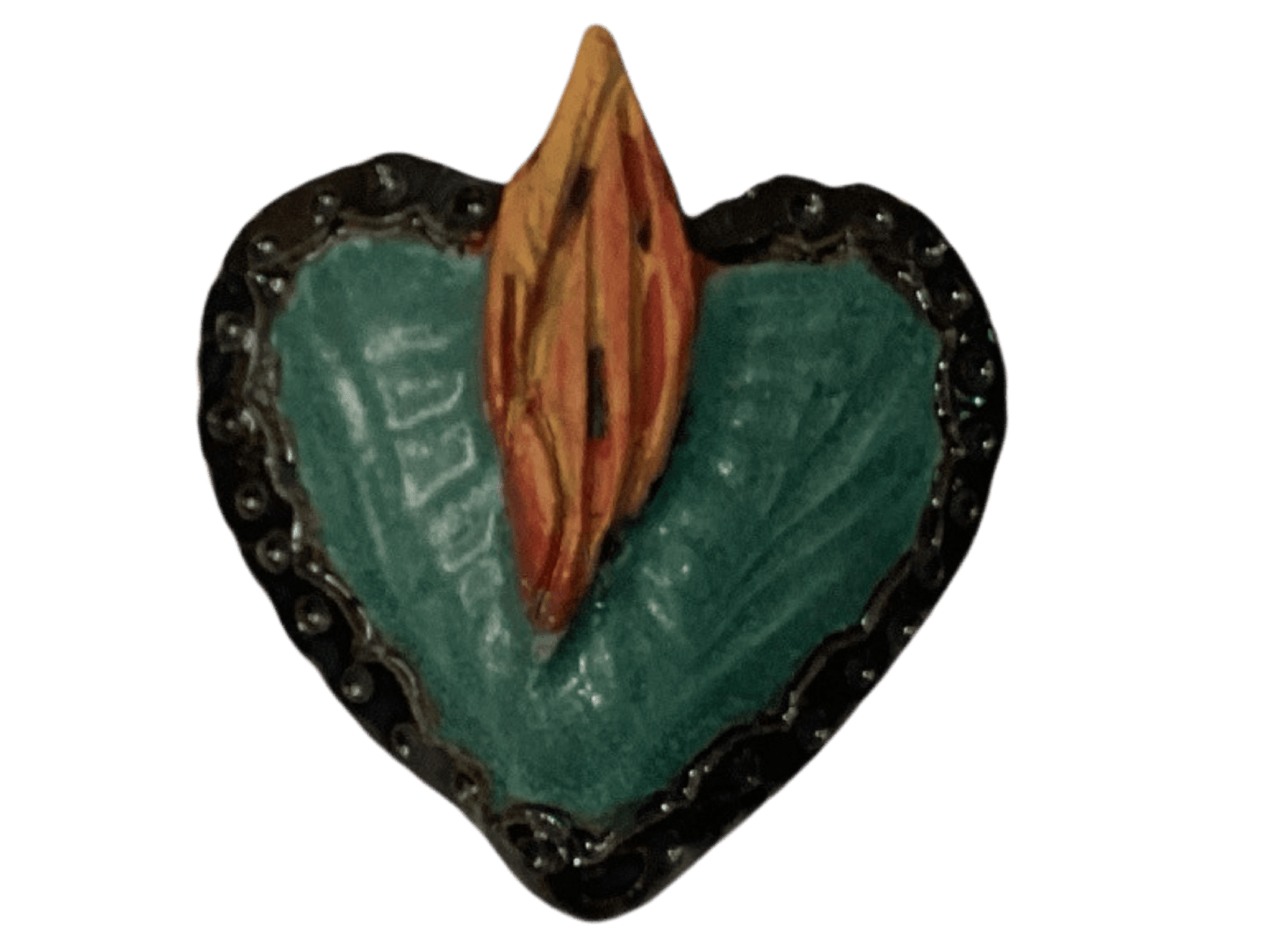 Sculpture Ceramic Sacred Heart Handbuilt 3D Wall Art 3"