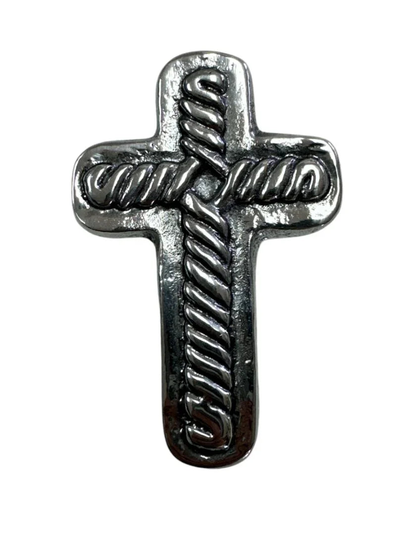 Small Handcrafted Pewter Cross – 3.5 Silver-Finished Religious Accent, Made in Mexico - Ysleta Mission Gift Shop