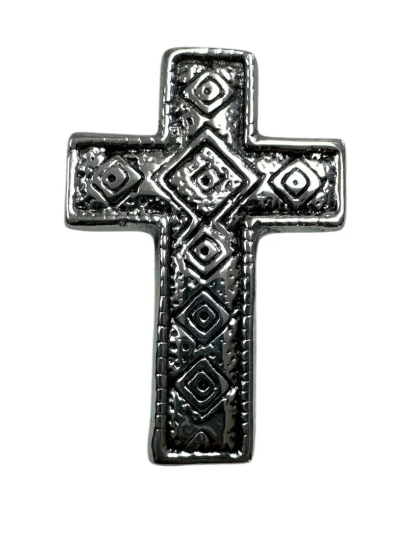 Small Handcrafted Pewter Cross – 3.5 Silver-Finished Religious Accent, Made in Mexico - Ysleta Mission Gift Shop