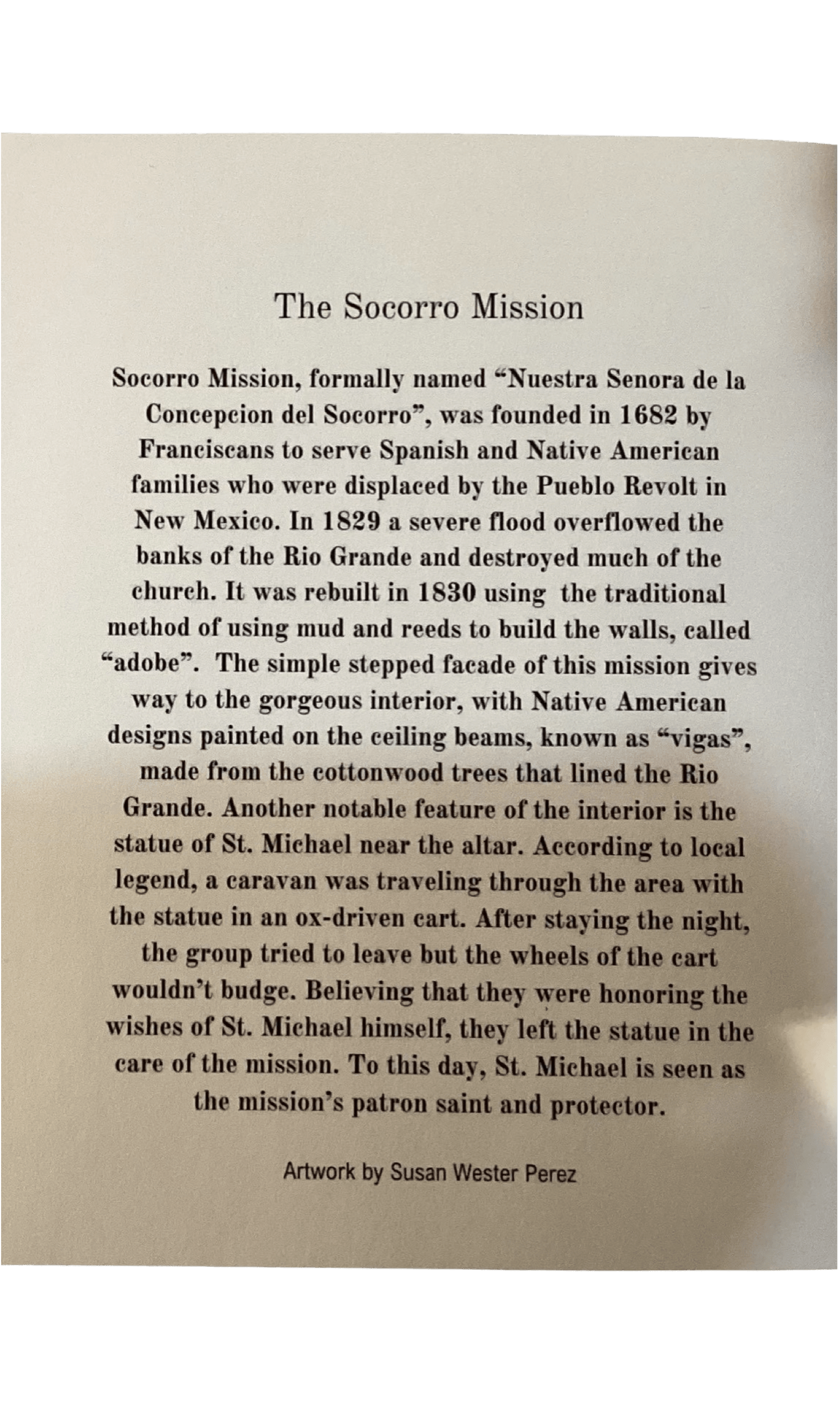 "Socorro Mission" Note Card on Linen Paper - 4x6 Frameable Historical Image