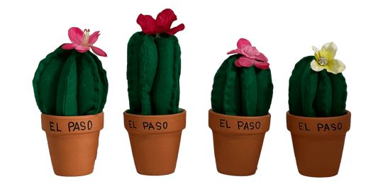 Souvenir Felt Barrel Flowering Cactus in Terracotta Pot - El Paso Texas Mini Handcrafted 6 Inches