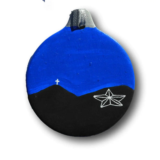 Star & Cross Night Sky Ornament – Ceramic Christian Decor