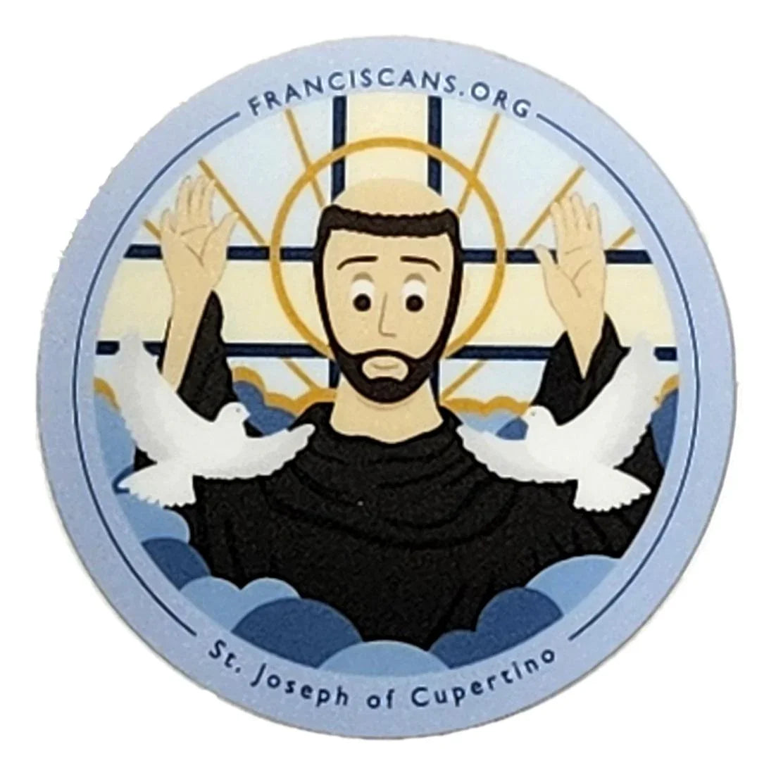 Removable religious design stickers featuring Ysleta Mission motifs from El Paso Souvenirs & Gifts, suitable for decoration or souvenirs.