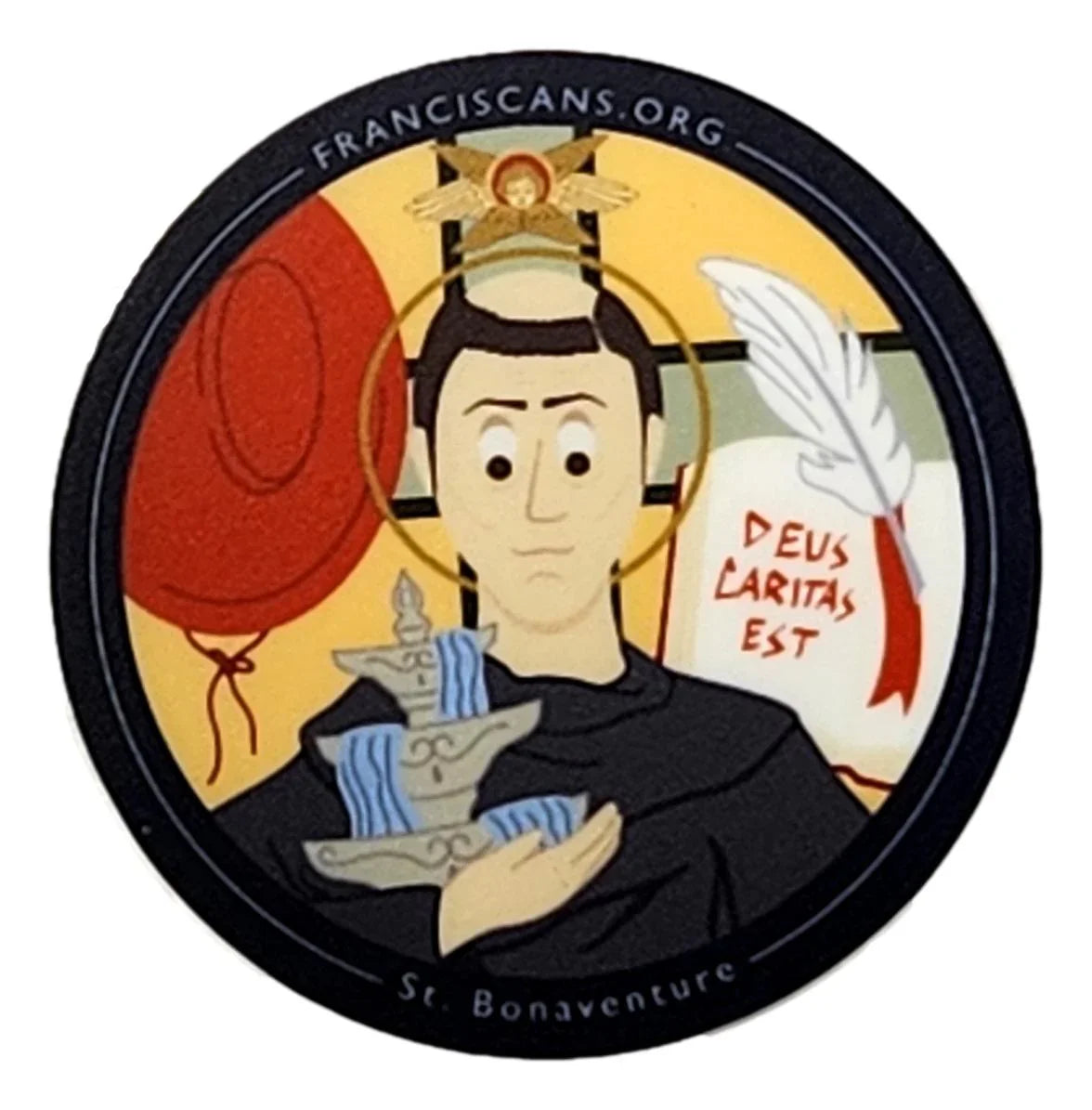 Removable religious design stickers featuring Ysleta Mission motifs, suitable for decorating or collecting.