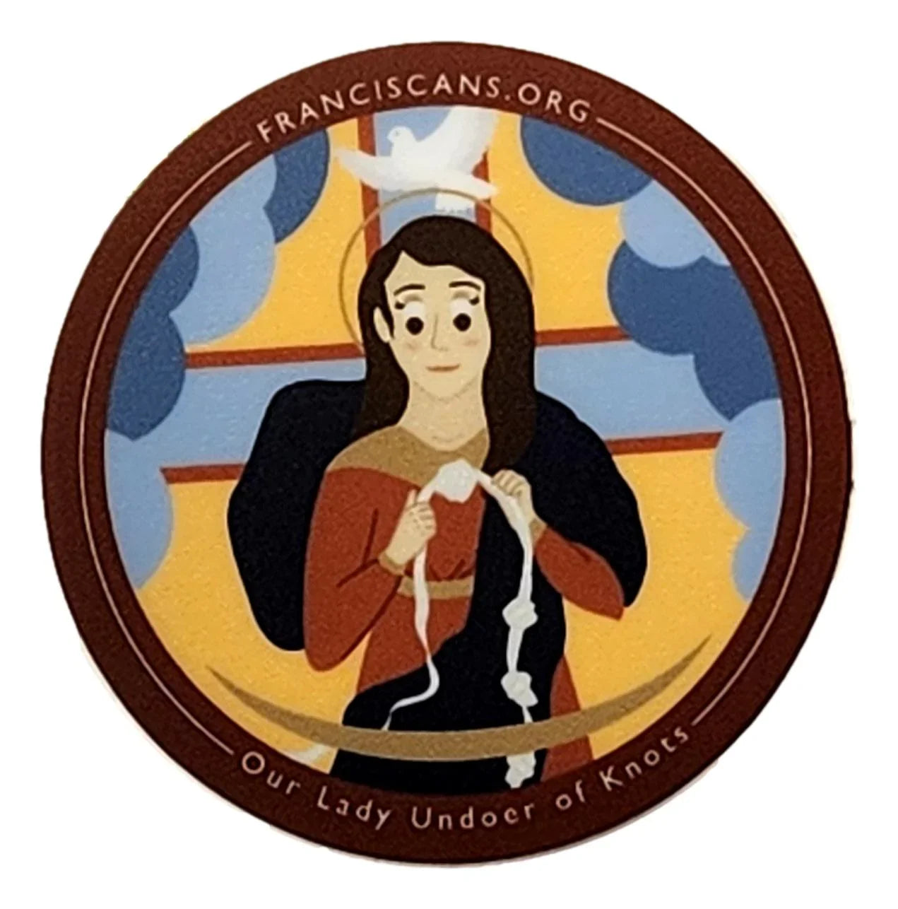 Removable religious design stickers featuring Ysleta Mission motifs, ideal for decorating or collecting.