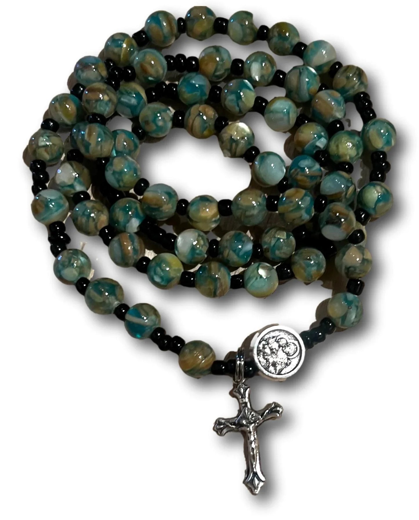 Stone Green Rosary – Stretch Necklace Multi-Wrap Bracelet for Strength and Prayer - Ysleta Mission Gift Shop