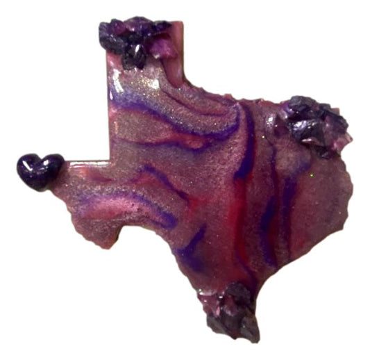 Magnet Texas Shaped Resin Gems Heart Over El Paso Texas Wood Backing 4x4