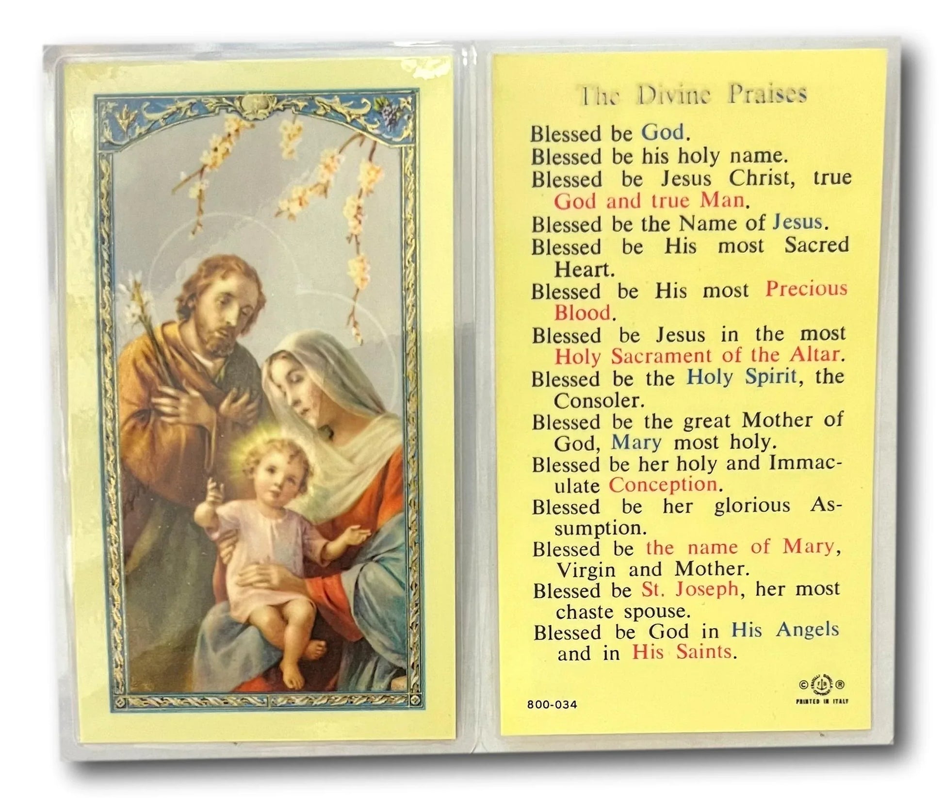 The Divine Praises – Laminated Prayer Card | Eucharistic Adoration Catholic Devotion - Ysleta Mission Gift Shop