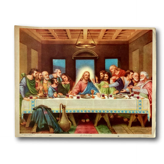 Framed print of The Last Supper, Catholic Christian gift, out-of-print devotional artwork by Ysleta Mission Gift Shop.