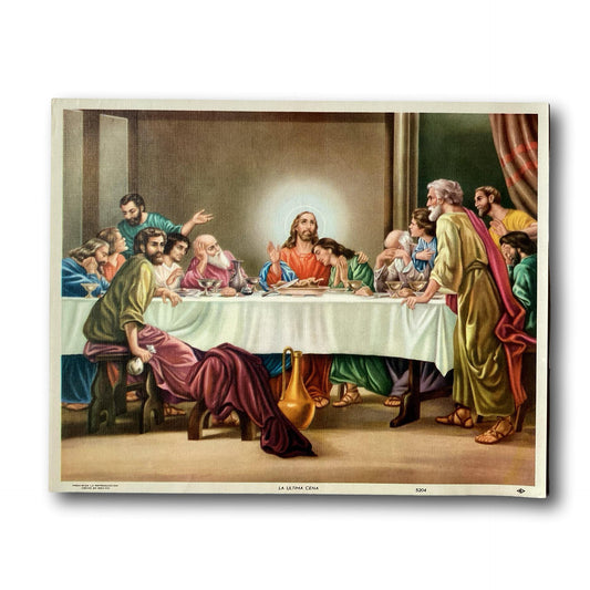 Framed print of The Last Supper, La Última Cena, Christian gift art from Ysleta Mission Gift Shop, out of print, religious wall decor