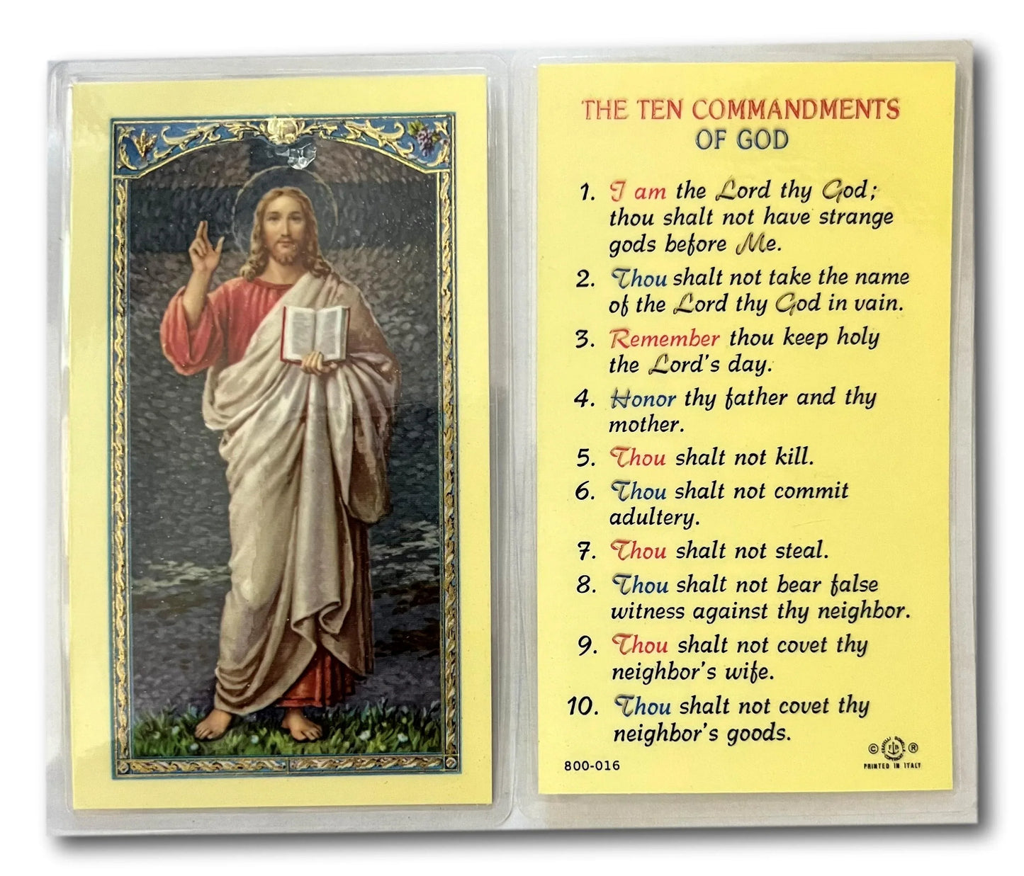 The Ten Commandments – Laminated Catholic Card | Foundational Teachings for Faith Education - Ysleta Mission Gift Shop