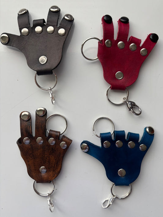 Vegan leather hand keychain by Consuelo Barraza with a stylish, compact design for attaching keys or accessories.