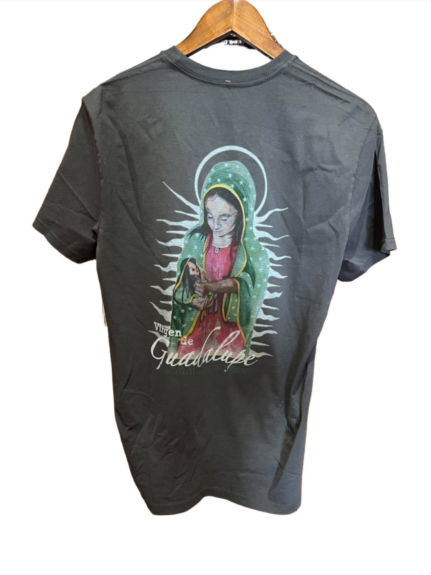 Virgin Guadalupe Childlike Art T-Shirt with Pocket - Soft Cotton