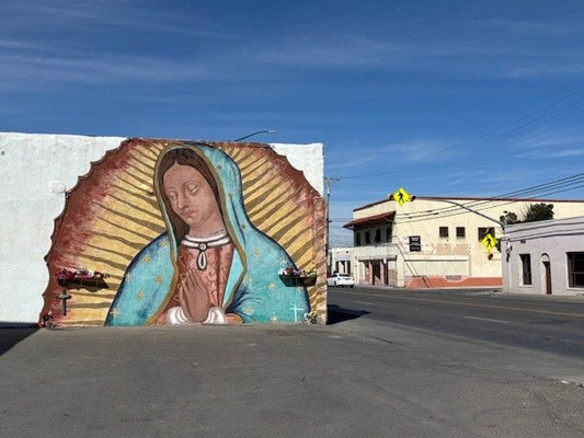 Virgin mural matted photo print by Miguel Martinez, 4x6 size, featuring detailed artwork on high-quality paper.