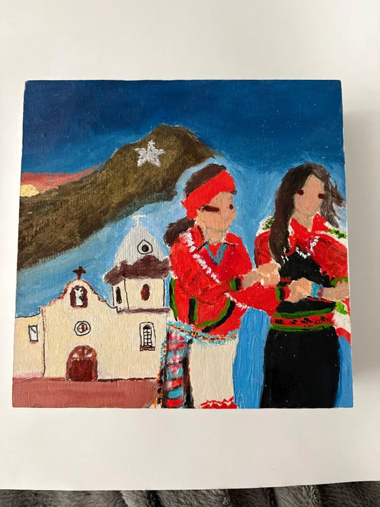 With Love El Paso – 8×8 Original Oil on Wood Panel - Ysleta Mission Gift Shop