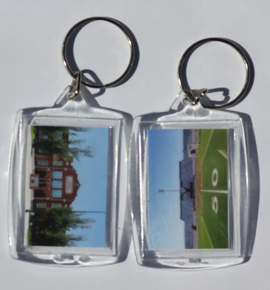 Ysleta High School & Stadium Acrylic Photo Key Chain – Double-Sided (2 1/8" x 1 1/2") - Ysleta Mission Gift Shop