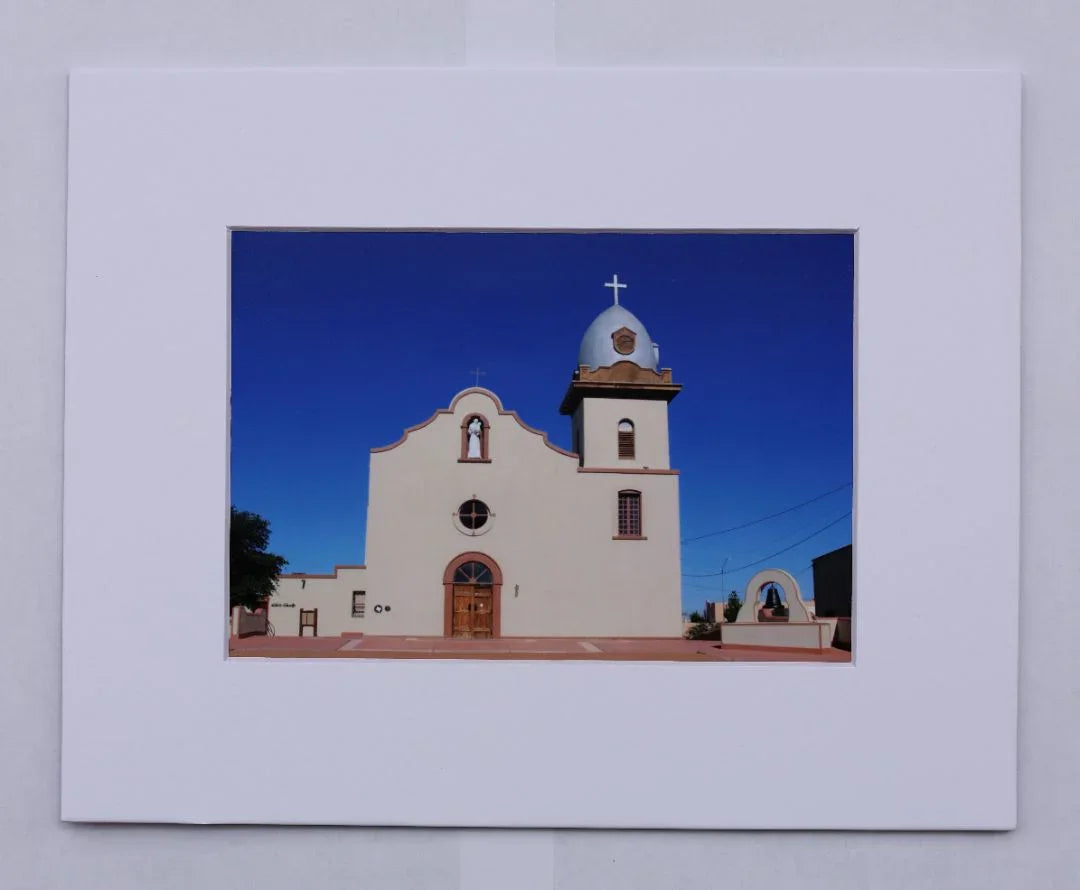 Ysleta Mission matted print featuring historic Catholic Southwest décor, 8x10 size, from Ysleta Mission Gift Shop.