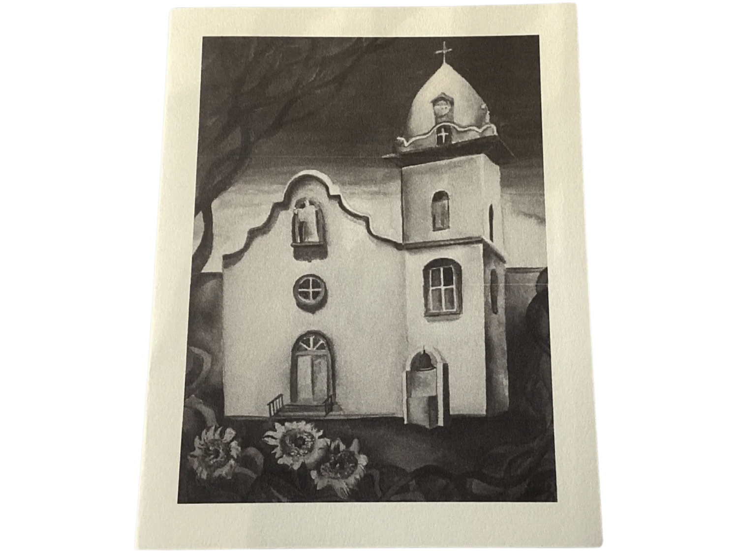 Ysleta Mission note card on linen paper, 4x6 frameable souvenir celebrating cultural heritage, by Susan W Perez.