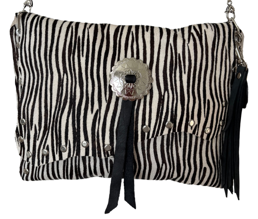 Zebra Concho Crossbody