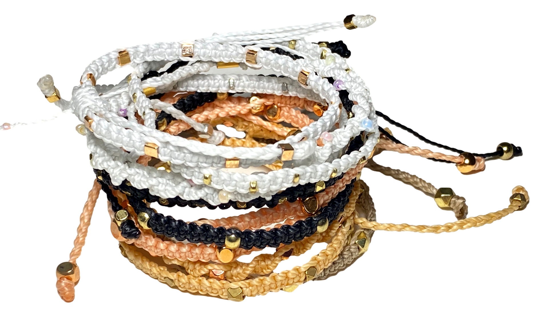 Bracelet Adjustable Assorted Neutral Tones Nylon Thread Braidedtyles Handmade by Skilled Artisan