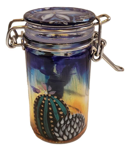 Decorative Jar With Latch Handpainted By El Paso Artist Leilani