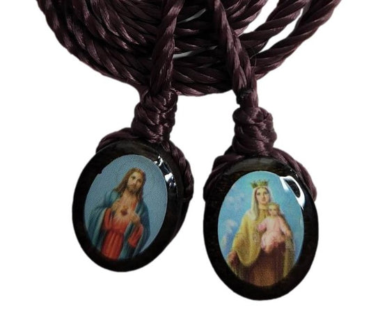 Scapular Sacred Heart & Our Lady of Mt. Carmel Oval Wood