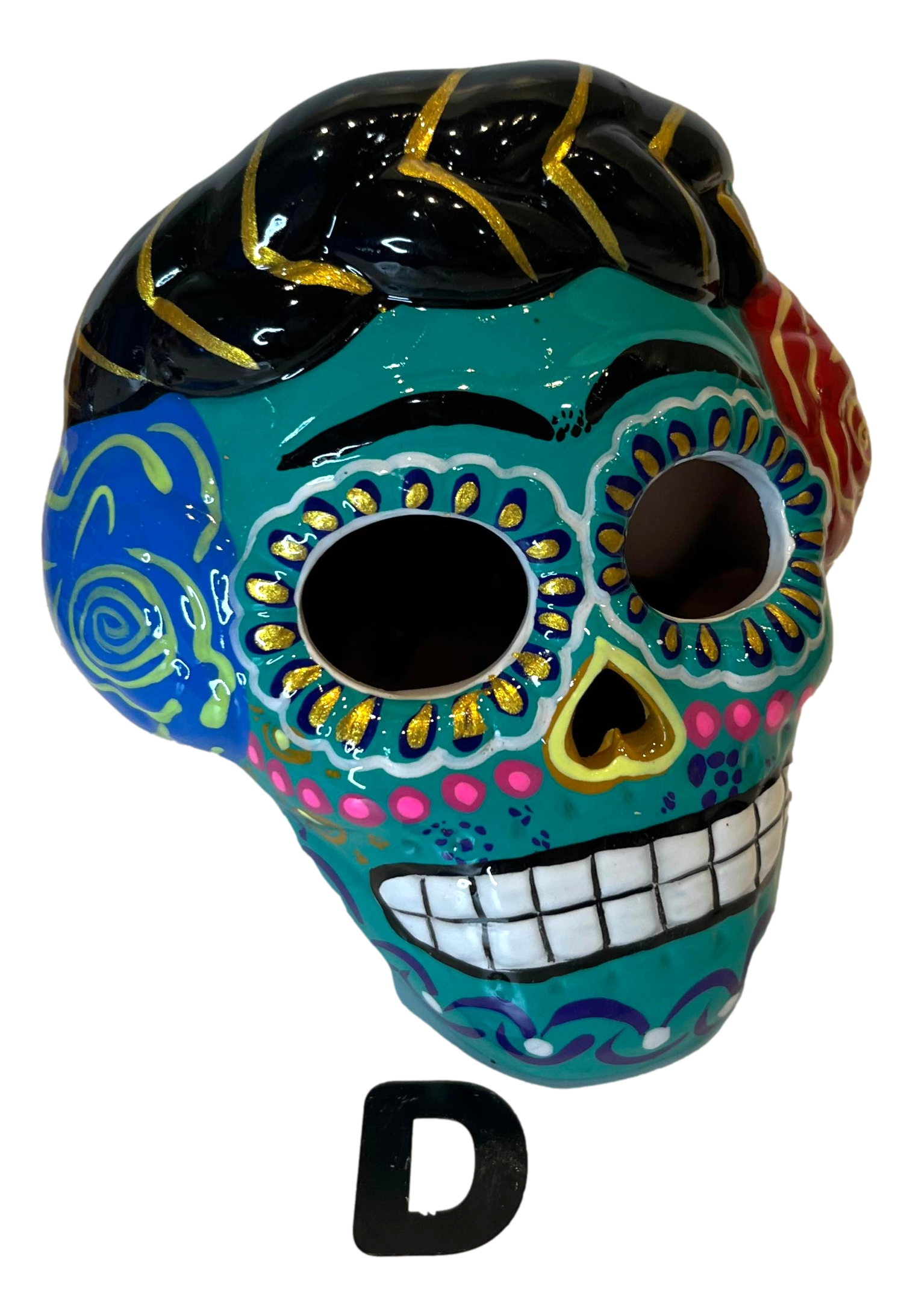 Skull Day Of The Dead Frida Ceramic Glazed Handcrafted-2