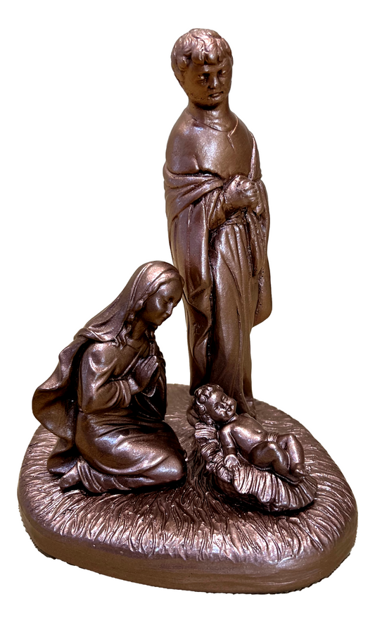 Statue Nativity Candle Holder Ceramic Bronze Color 5 1/2 L x 7 W x 8 H Inches