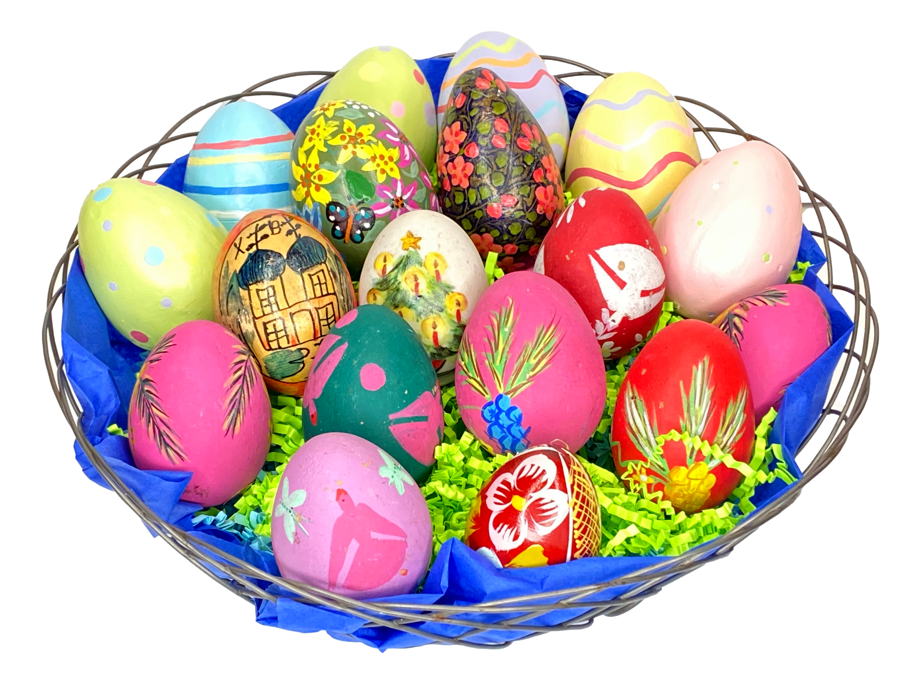 Tabletop Art Decorative Easter Eggs Assorted Varieties Various Materials Handmade 2 1/2 H Inches