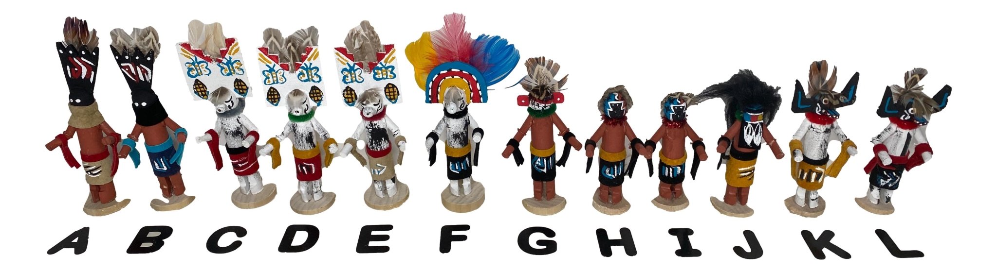 Art Carved Wood Hopi Kachina Dolls Handcrafted by Native American Artisan 2 L x 1 W x 4 L Inches - Ysleta Mission Gift Shop- VOTED 2022 El Paso's Best Gift Shop