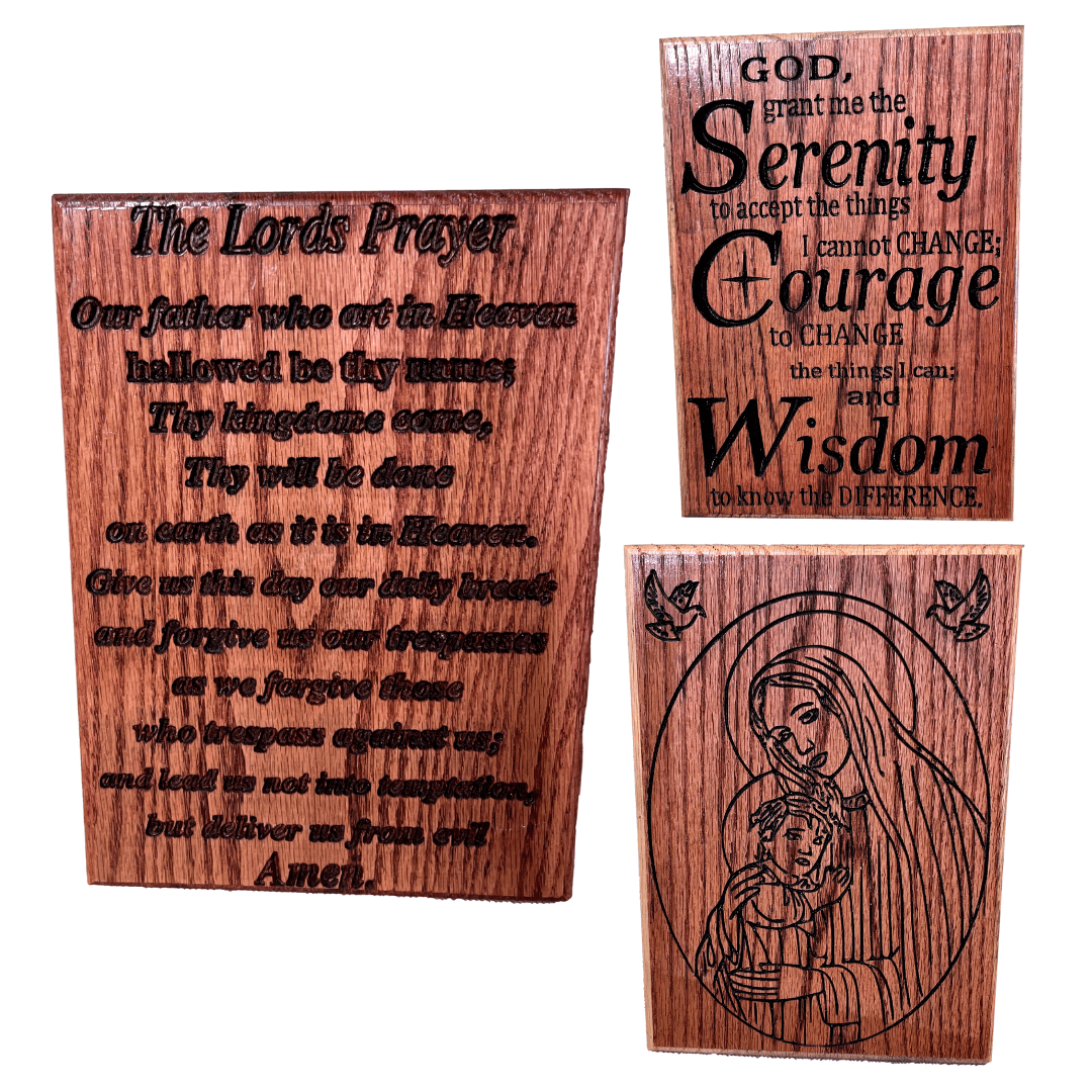 Laser Cut Dark Wood Religious Images