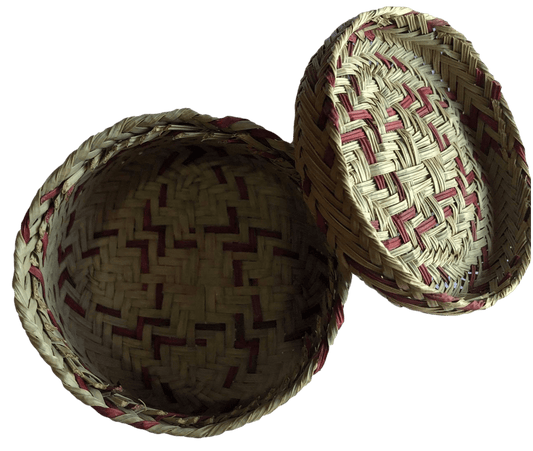 Basket Lid Natural Reed Handcrafted