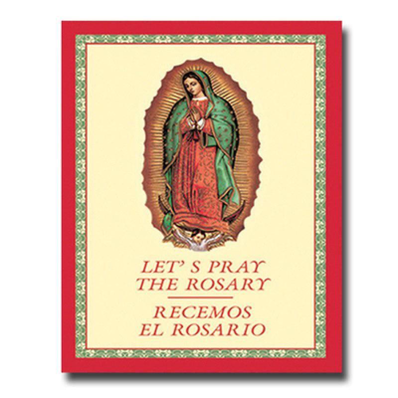 Bilingual Catholic prayer book "Let's Pray The Rosary" by Ysleta Mission Gift Shop, featuring 76 pages of faith and devotion.