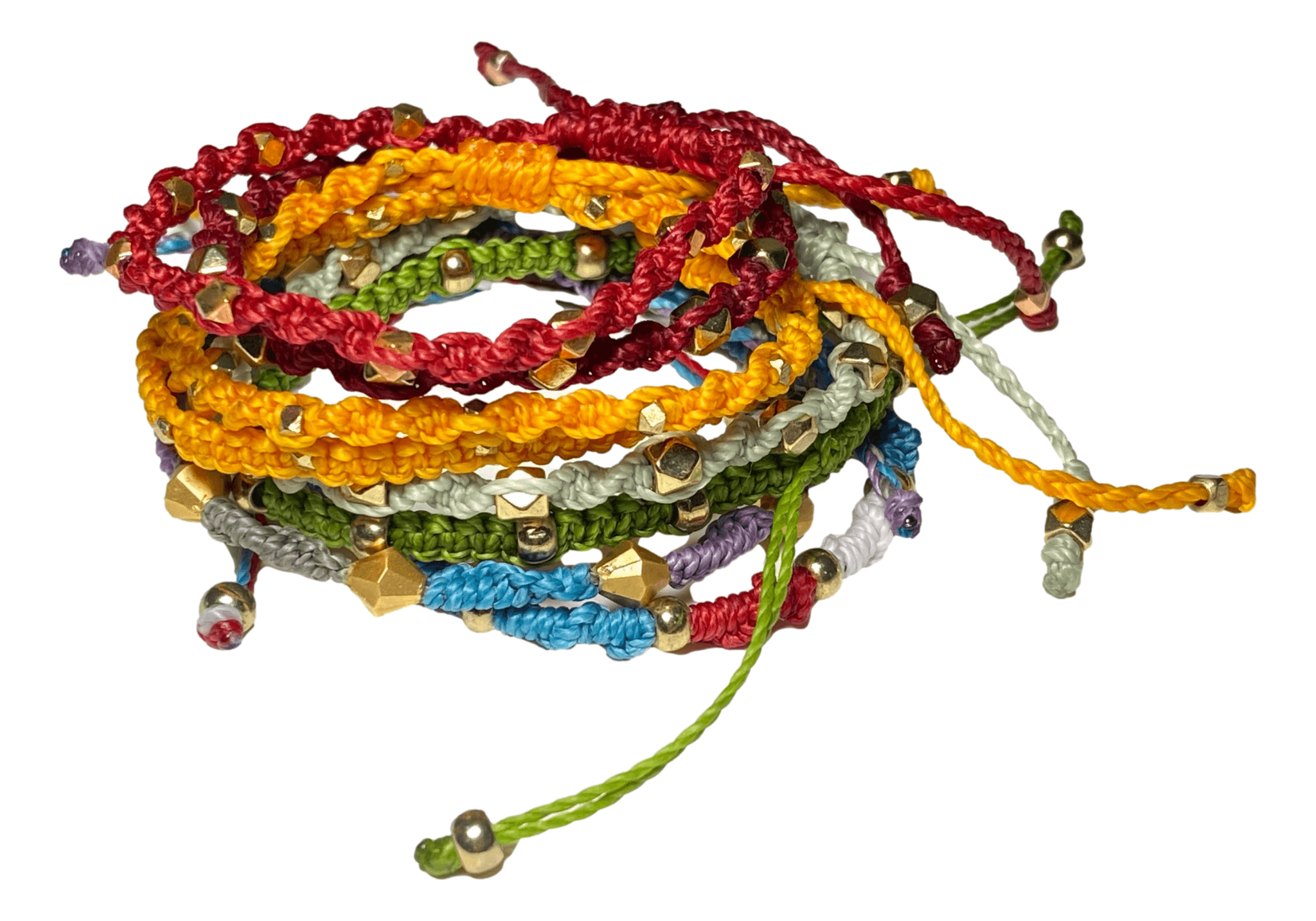 Bracelet Adjustable Assorted Colors Bead Accent Nylon Thread Braidedtyles Handmade by Skilled Artisan - Ysleta Mission Gift Shop- VOTED El Paso's Best Gift Shop