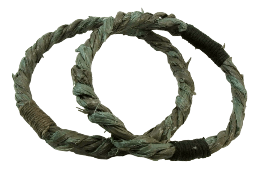 Bracelet Reclaimed Plastic Rope Recycled Dark Green Slip-On Loose Ends Secured Coach Whipping Detail 1/4 W Inches - Ysleta Mission Gift Shop- VOTED El Paso's Best Gift Shop