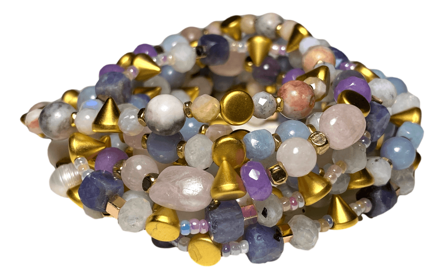 Bracelet Stretch Cone Accent Beads Semi-precious Stonestyles Select a Saint Charm Handmade by Skilled Artisan 2 1/2 W Inches - Ysleta Mission Gift Shop- VOTED El Paso's Best Gift Shop