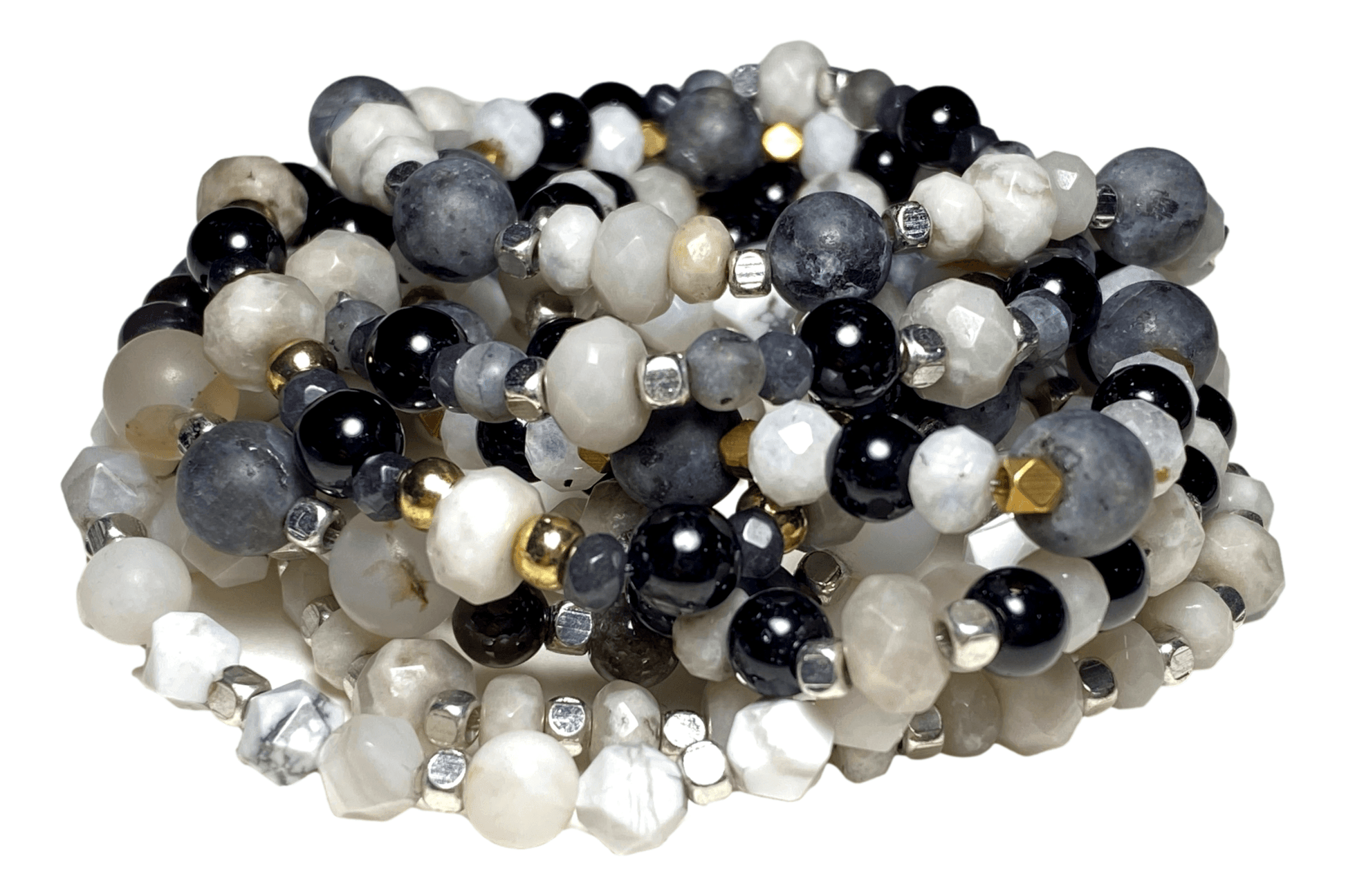 Bracelet Stretch Crystal Beads Assorted Grey Semi-Precious Beads