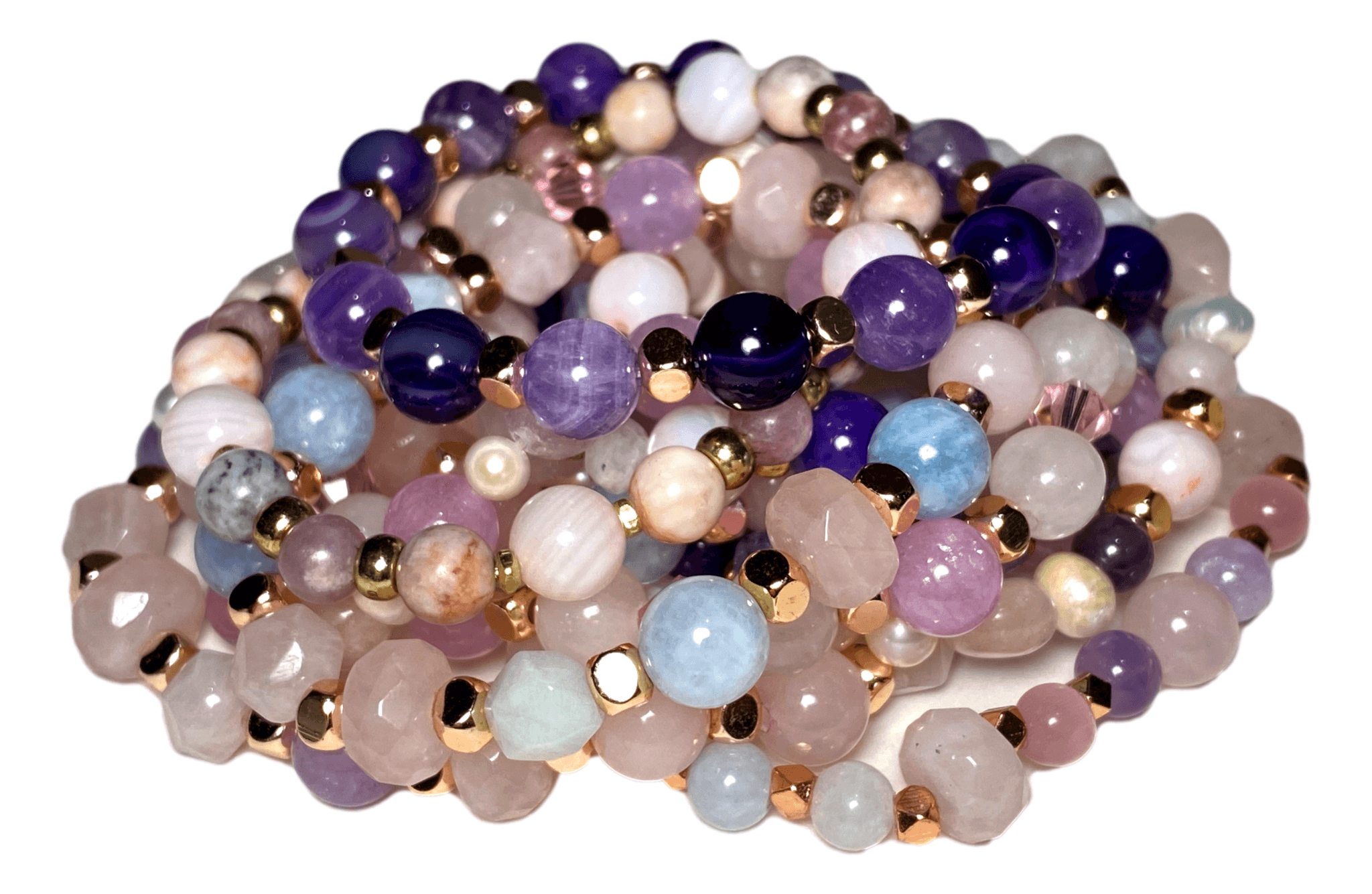 Bracelet Stretch Crystal Beads Purple Semi-precious Stone Beadstyles Select a Saint Handmade by Skilled Artisan 2 1/2 W Inches - Ysleta Mission Gift Shop- VOTED El Paso's Best Gift Shop