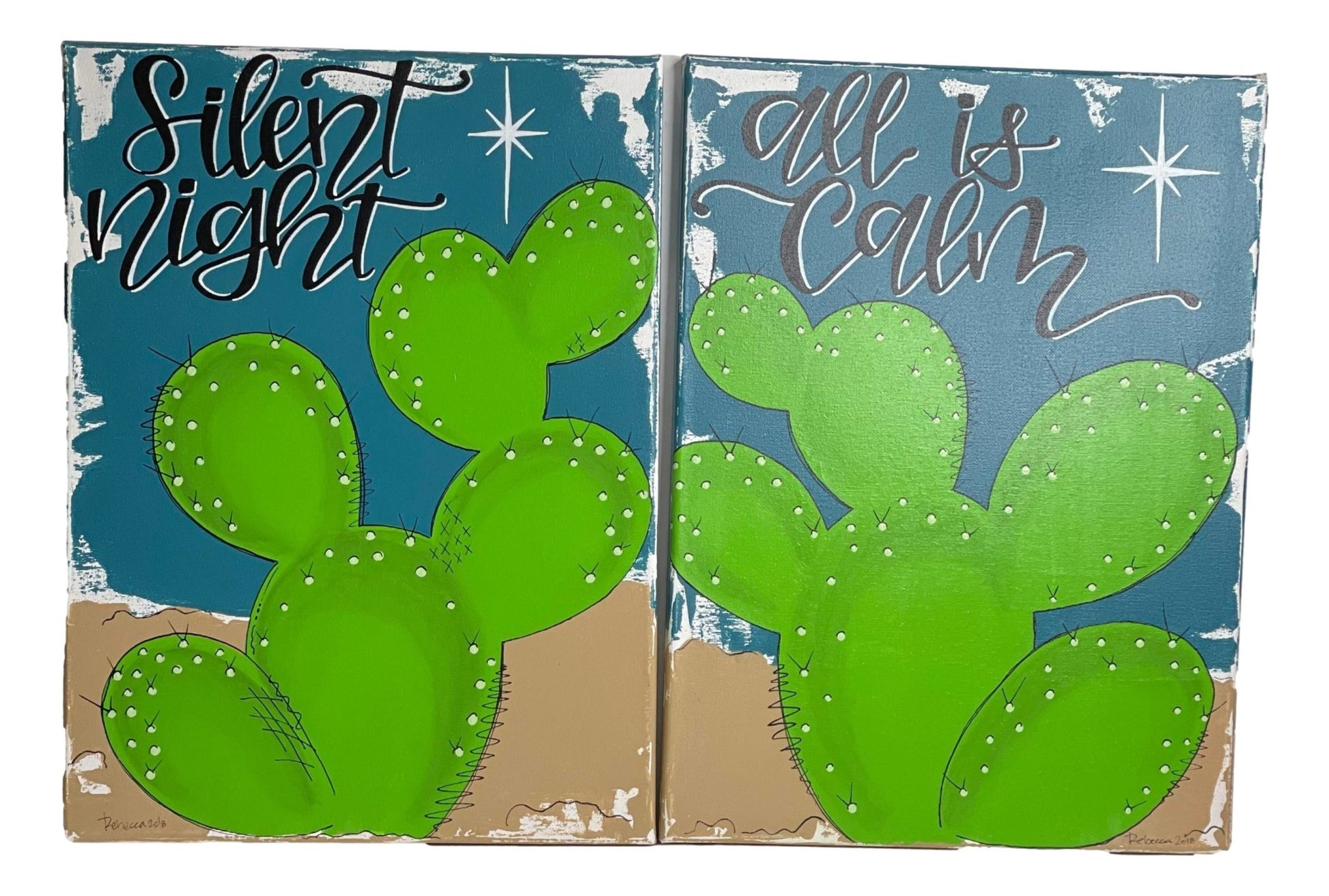 Canvas Holiday Art Handpainted L: 12 inches X W:16 inches - Ysleta Mission Gift Shop- VOTED 2022 El Paso's Best Gift Shop