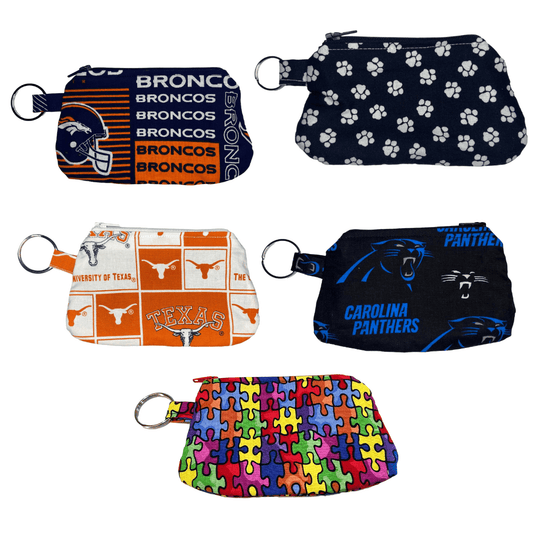 Coin Bag Cloth Zippered Key Ring Various Handcrafted