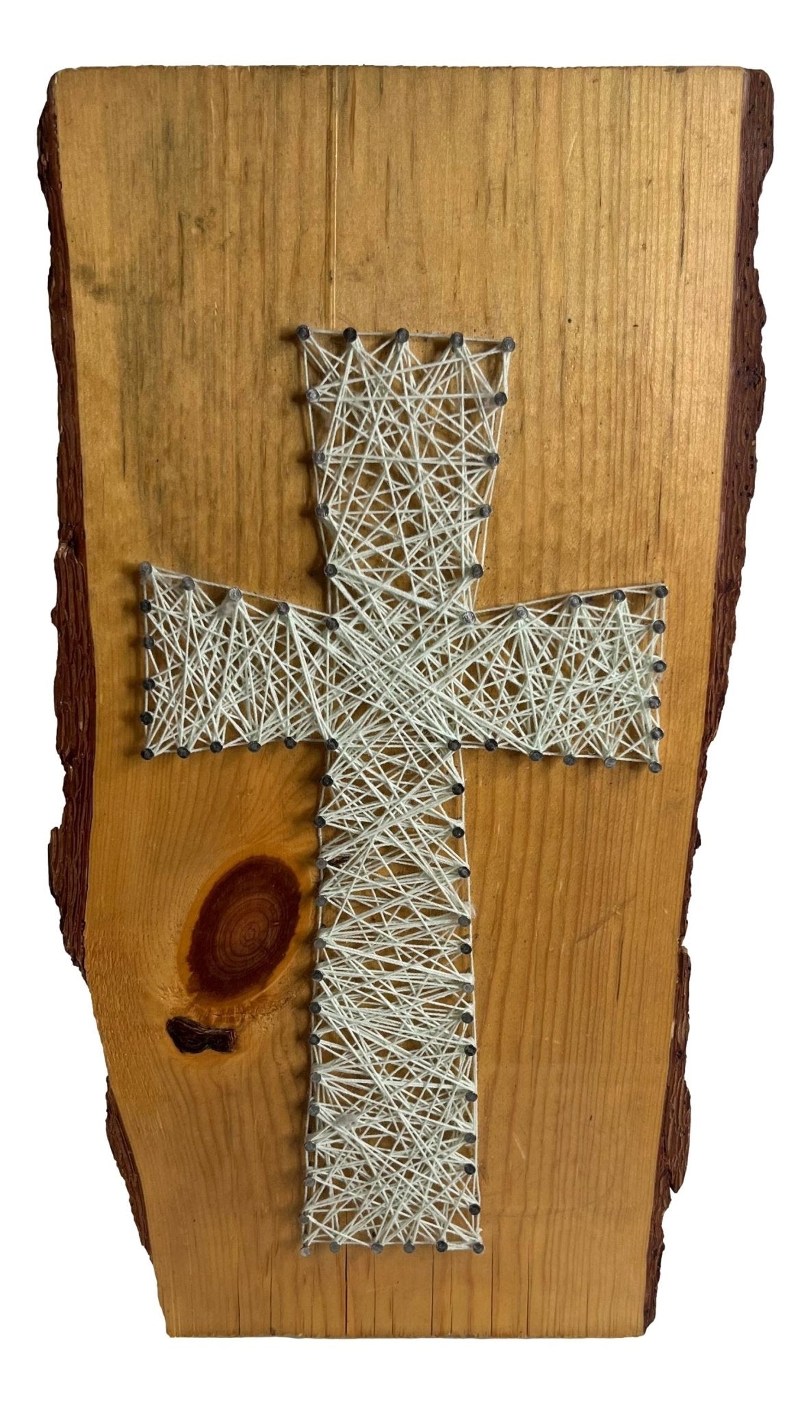 Cross Hologram Style On Natural Piece of Wood W: 7.5 inches X H: 15.5 inches - Ysleta Mission Gift Shop- VOTED 2022 El Paso's Best Gift Shop