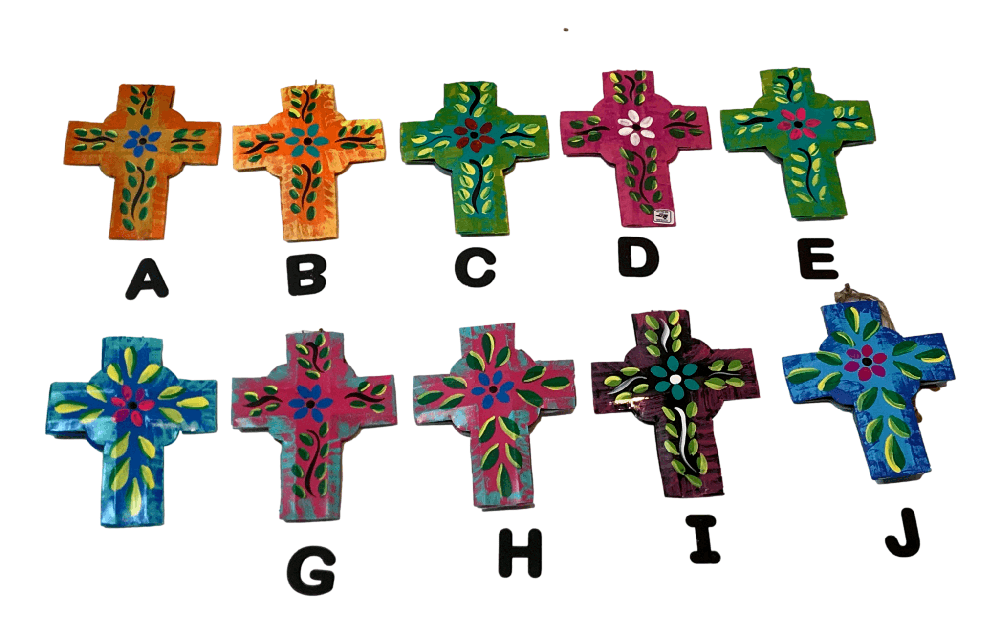 Cross Ornaments Tin Painted Double Sided L: 4.5 inches X W: 3.5 inches - Ysleta Mission Gift Shop- VOTED 2022 El Paso's Best Gift Shop
