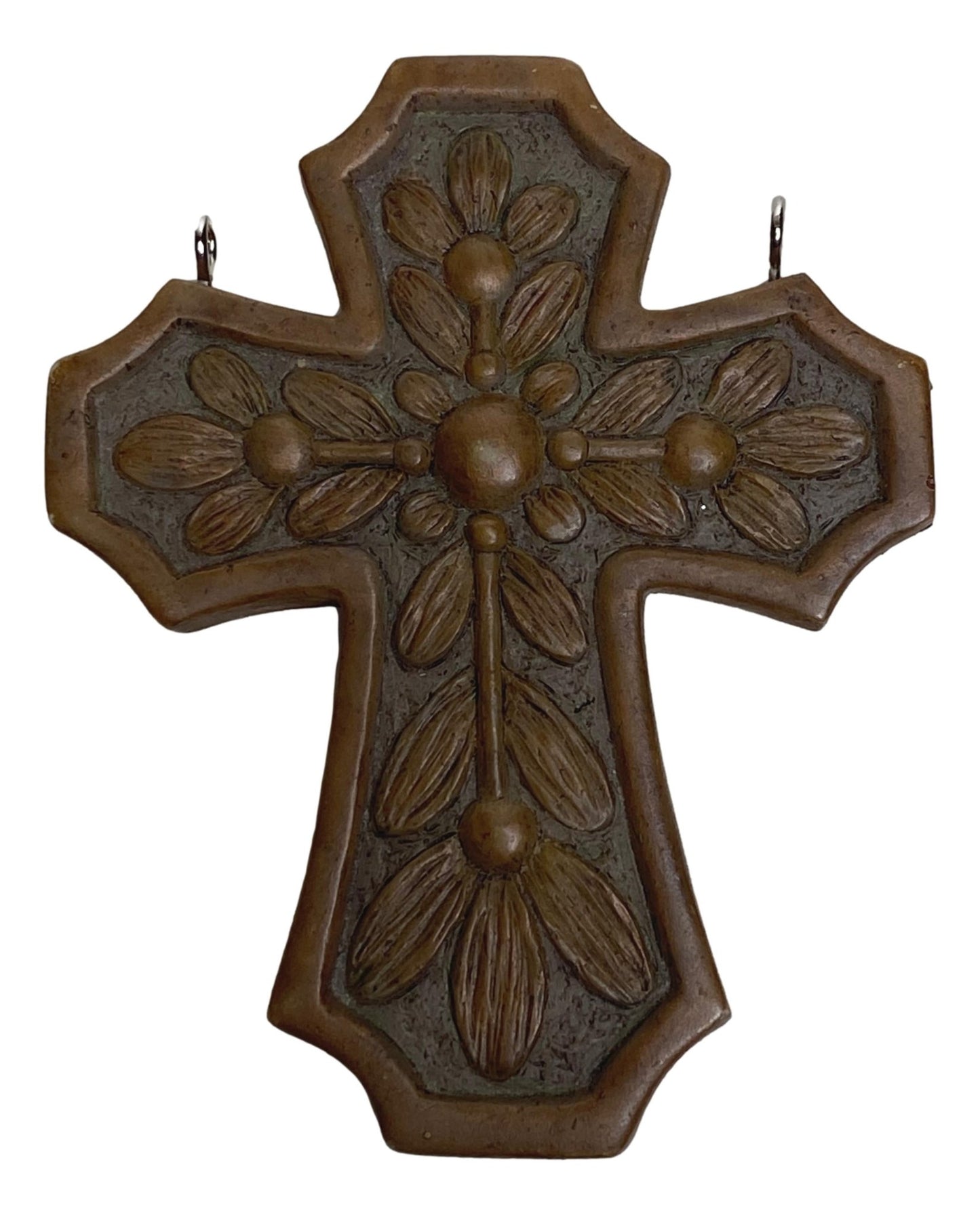 Cross Resin Door Hang Floral Design 4 1/4 L x 3 1/2 W Inches - Ysleta Mission Gift Shop- VOTED 2022 El Paso's Best Gift Shop