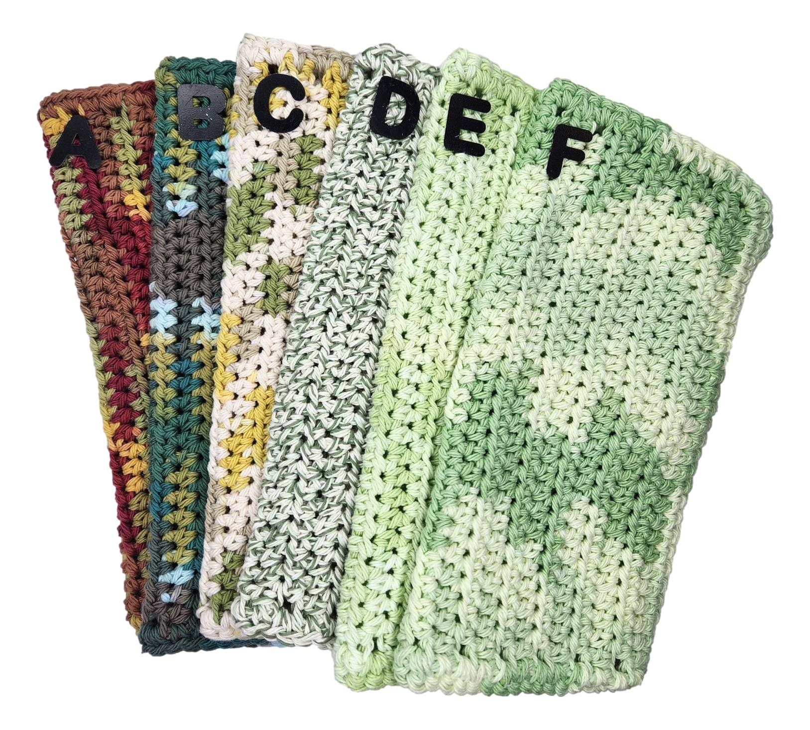 Dish Cloth Knit Single Green Tones Handwoven by New Mexico Artist 10 L x 9 W Inches - Ysleta Mission Gift Shop- VOTED 2022 El Paso's Best Gift Shop