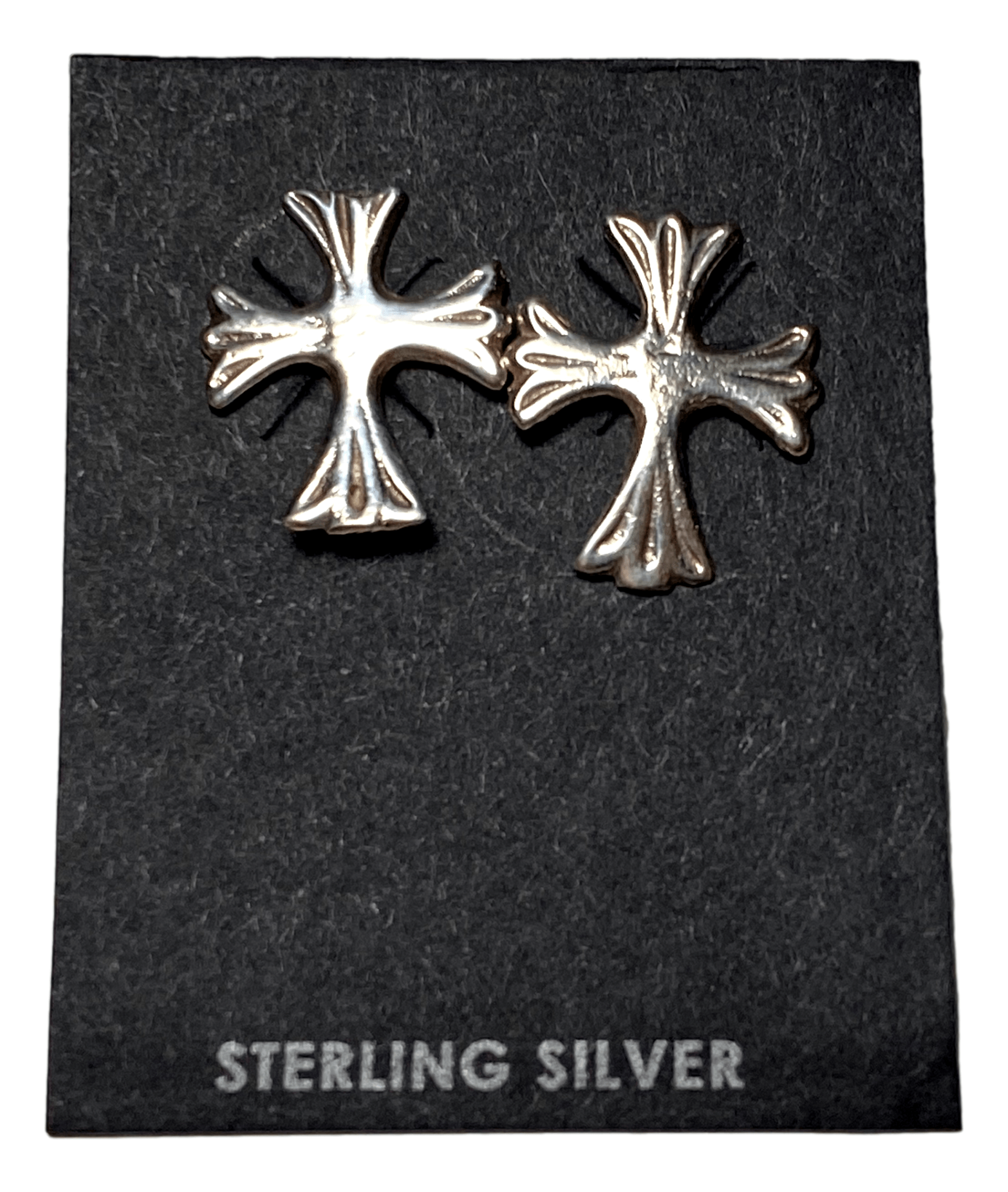 Earrings Sterling Silver Navajo Cross Handcrafted by Native American Artisan 3/4 L x 1/2 W inches - Ysleta Mission Gift Shop- VOTED El Paso's Best Gift Shop