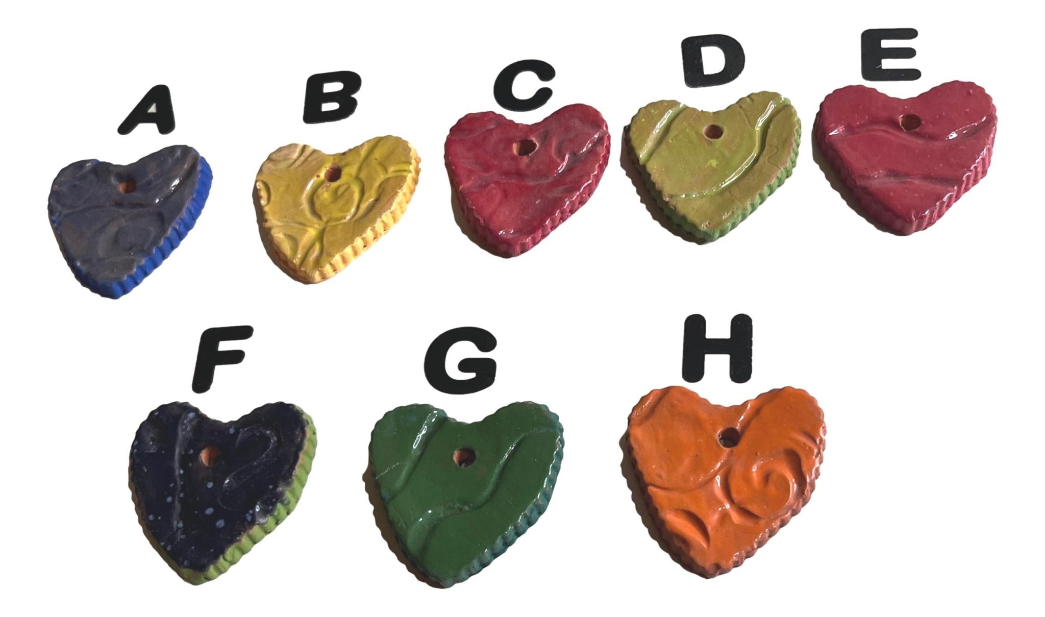 Heart Clay Handcrafted W:2 inches X L: 2 inches - Ysleta Mission Gift Shop- VOTED 2022 El Paso's Best Gift Shop